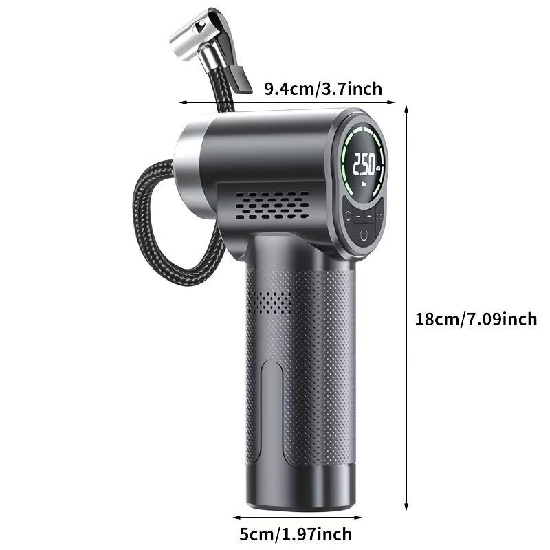 Portable Wireless Handheld Car Tire Inflator with Tire Pressure Gauge | For Cars, Motorcycles, E-Bikes, Bicycles, Balls & More