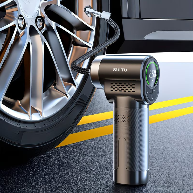 Portable Wireless Handheld Car Tire Inflator with Tire Pressure Gauge | For Cars, Motorcycles, E-Bikes, Bicycles, Balls & More