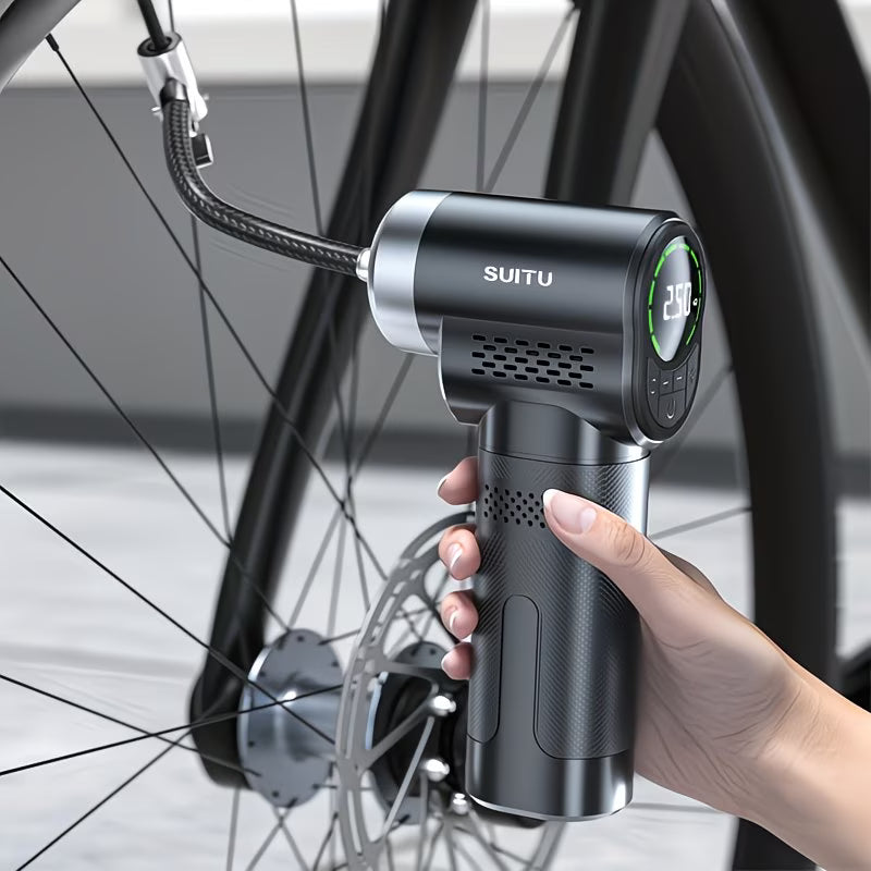 Portable Wireless Handheld Car Tire Inflator with Tire Pressure Gauge | For Cars, Motorcycles, E-Bikes, Bicycles, Balls & More