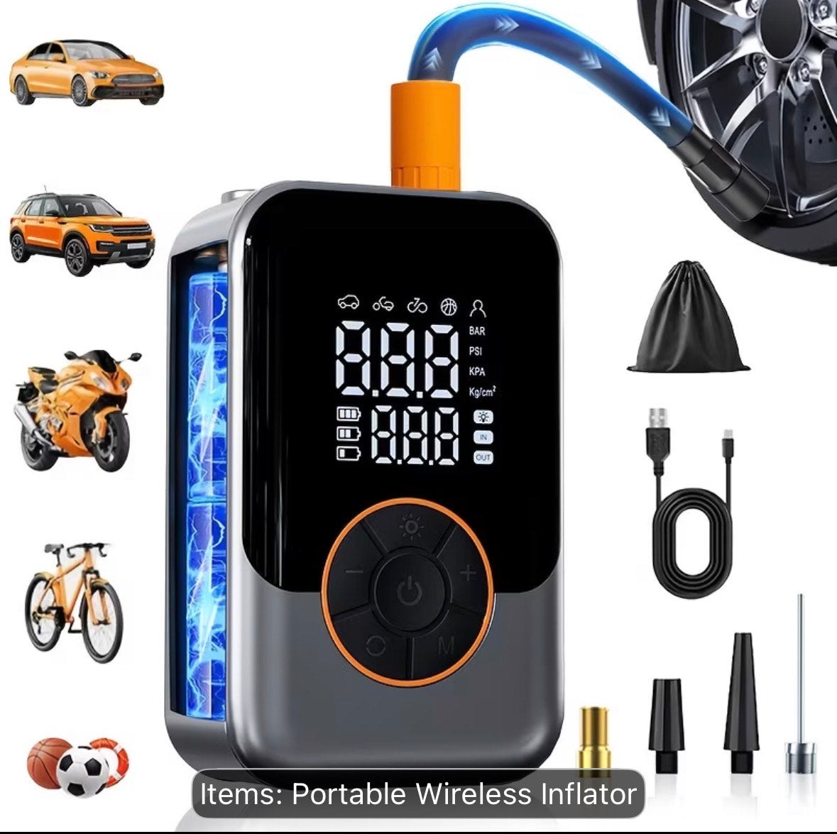 Portable Wireless Inflator - dimensions 12cm x 4.7cm