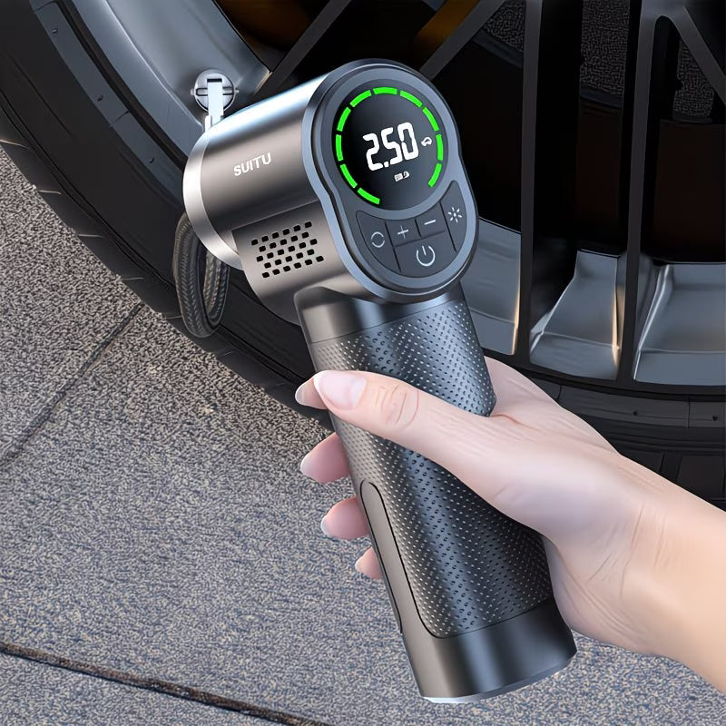 Portable Wireless Handheld Car Tire Inflator with Tire Pressure Gauge | For Cars, Motorcycles, E-Bikes, Bicycles, Balls & More